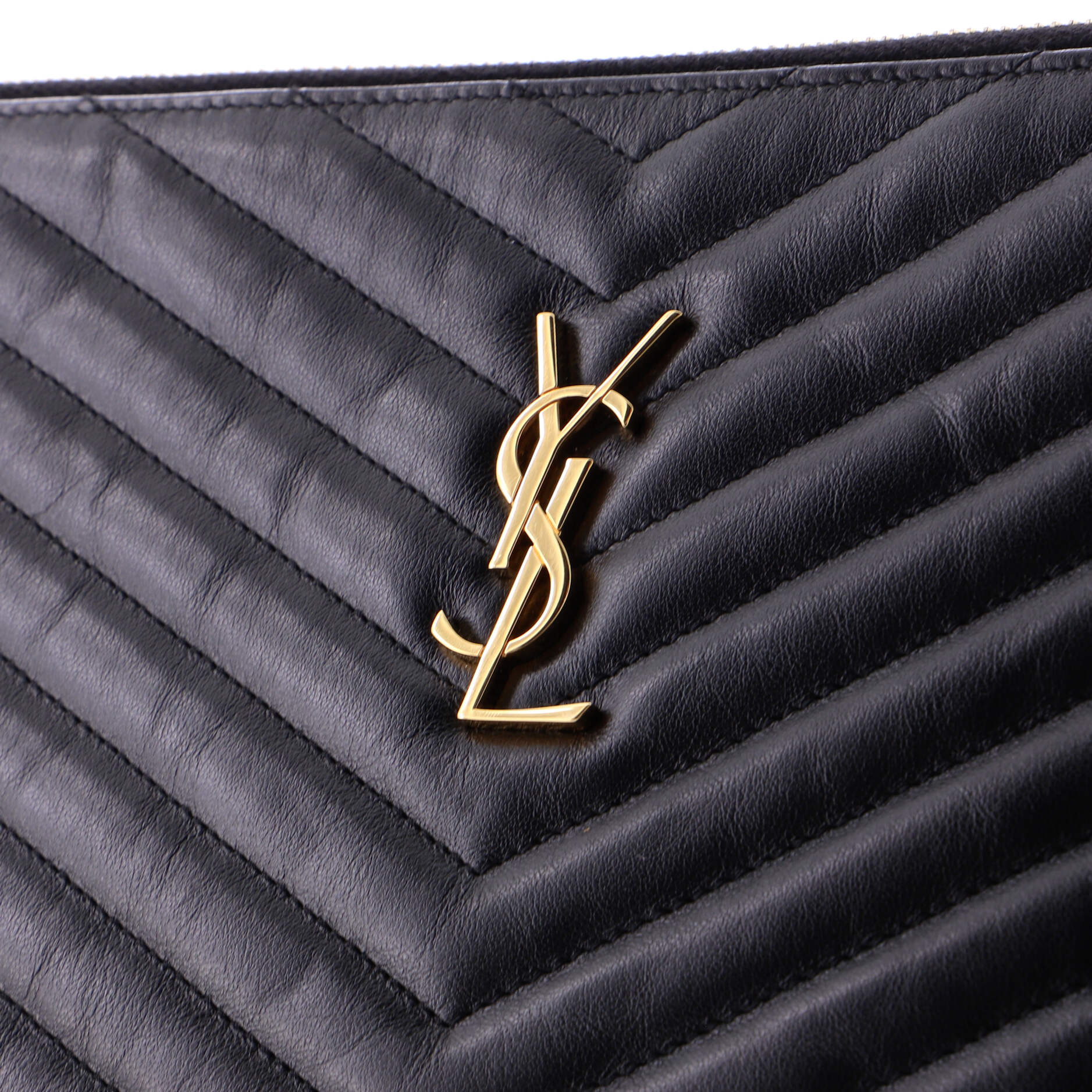 Classic Monogram Wristlet Pouch Matelasse Chevron Leather Large