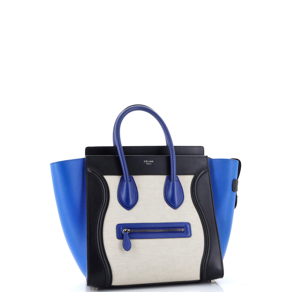 Tricolor Luggage Bag Canvas and Leather Mini