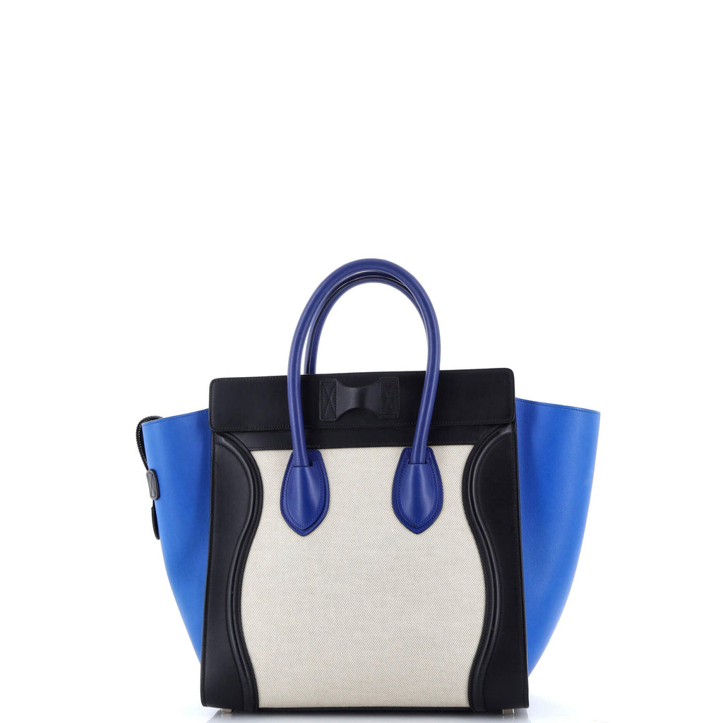 Tricolor Luggage Bag Canvas and Leather Mini