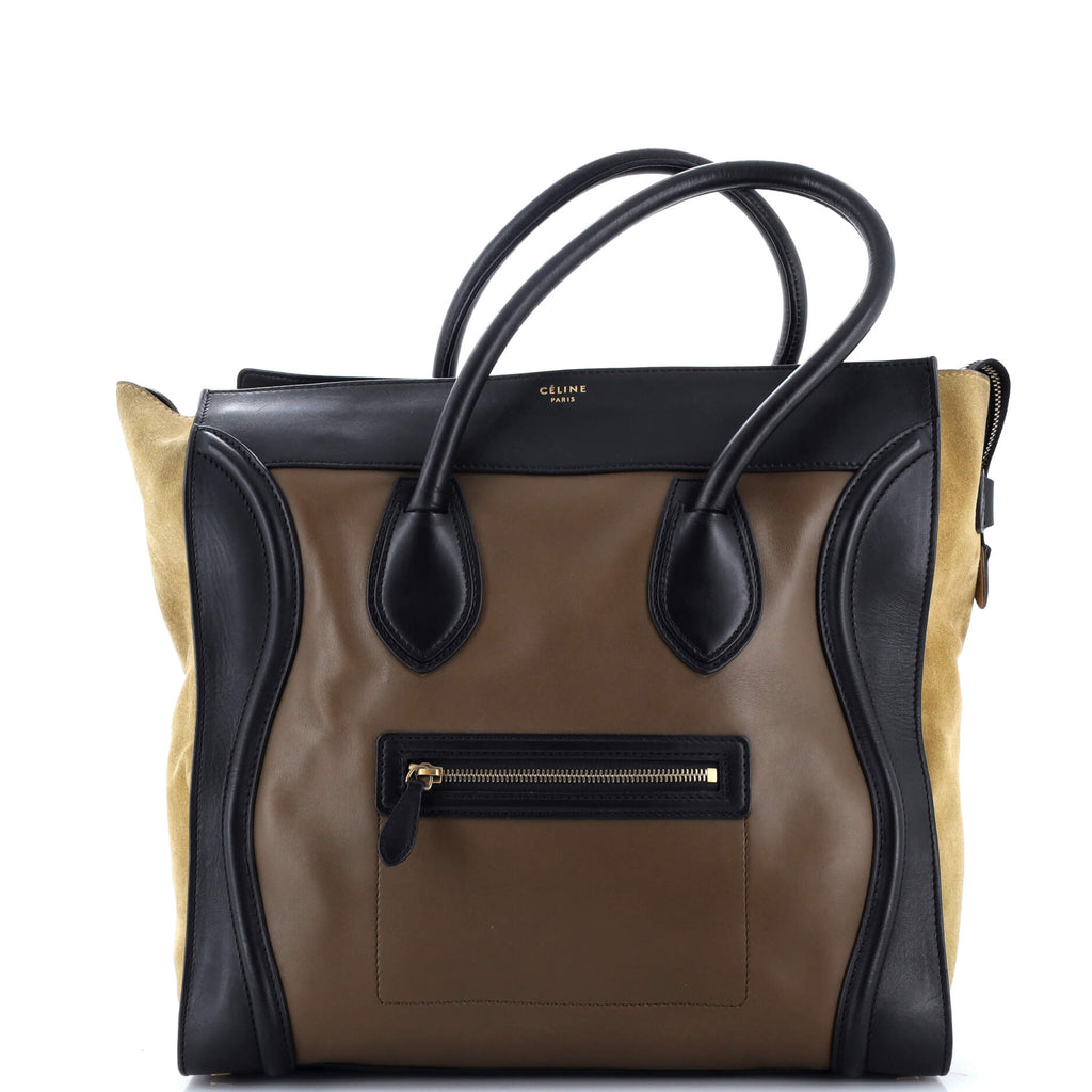 Tricolor Luggage Bag Leather Medium