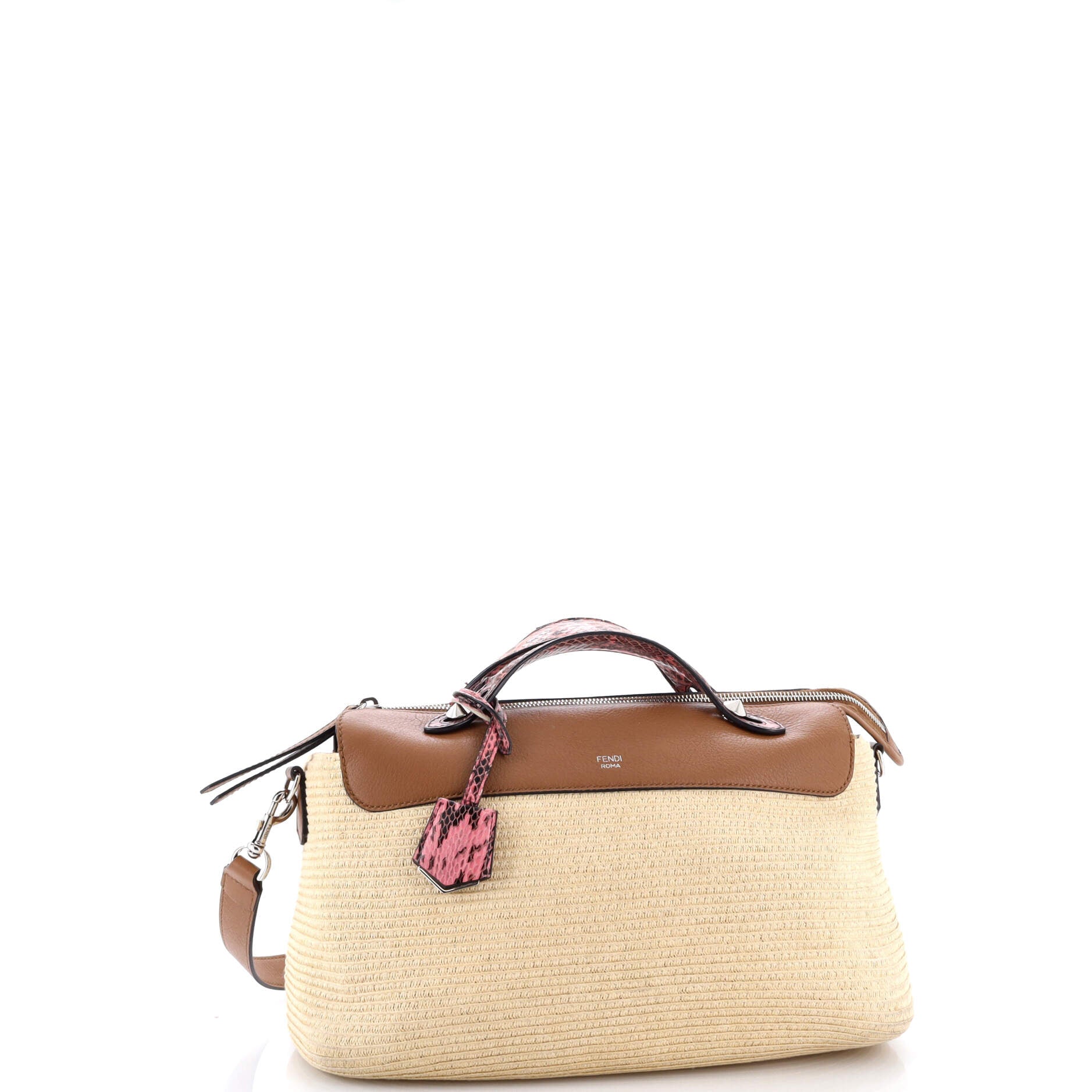 By The Way Satchel Raffia with Snakeskin Small