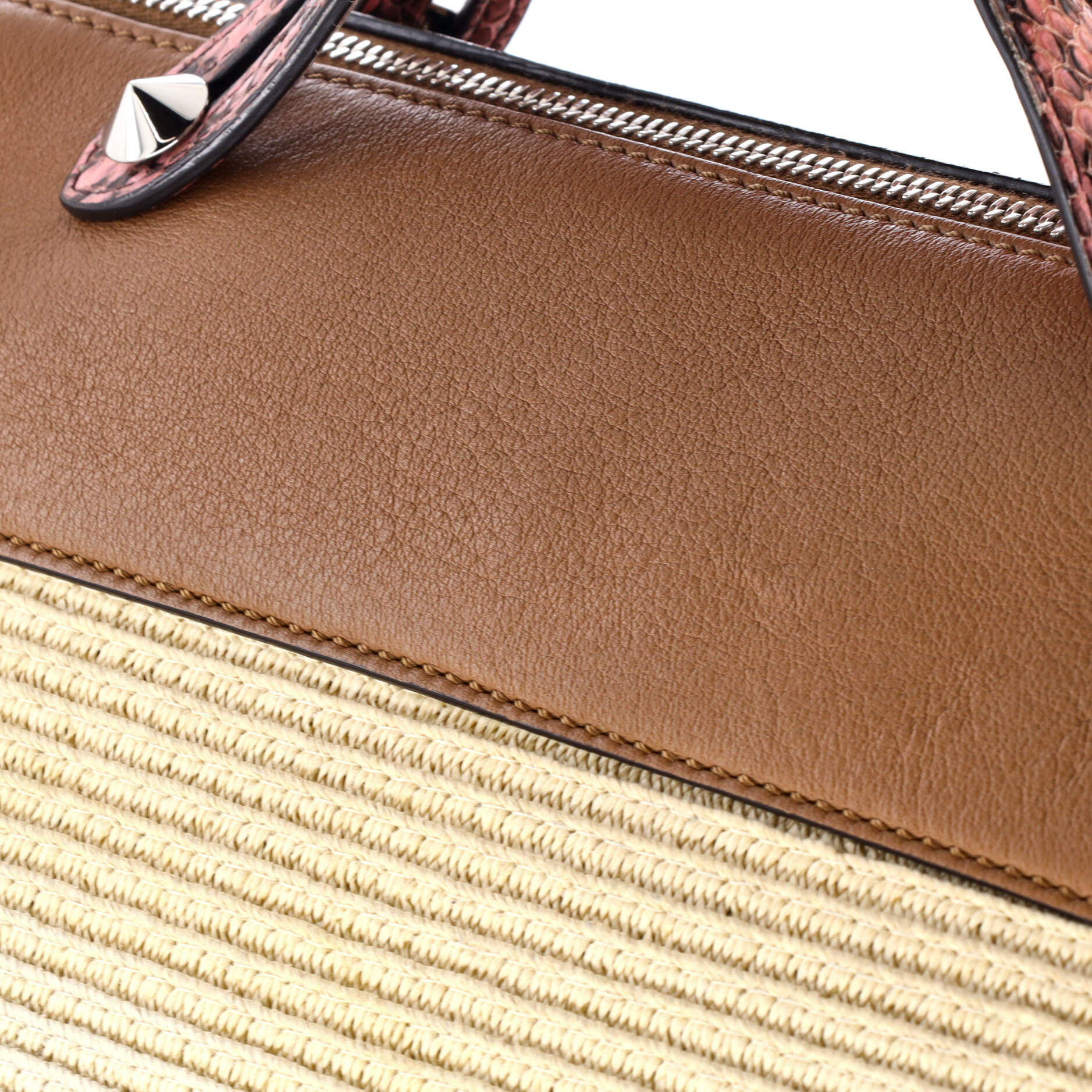 By The Way Satchel Raffia with Snakeskin Small