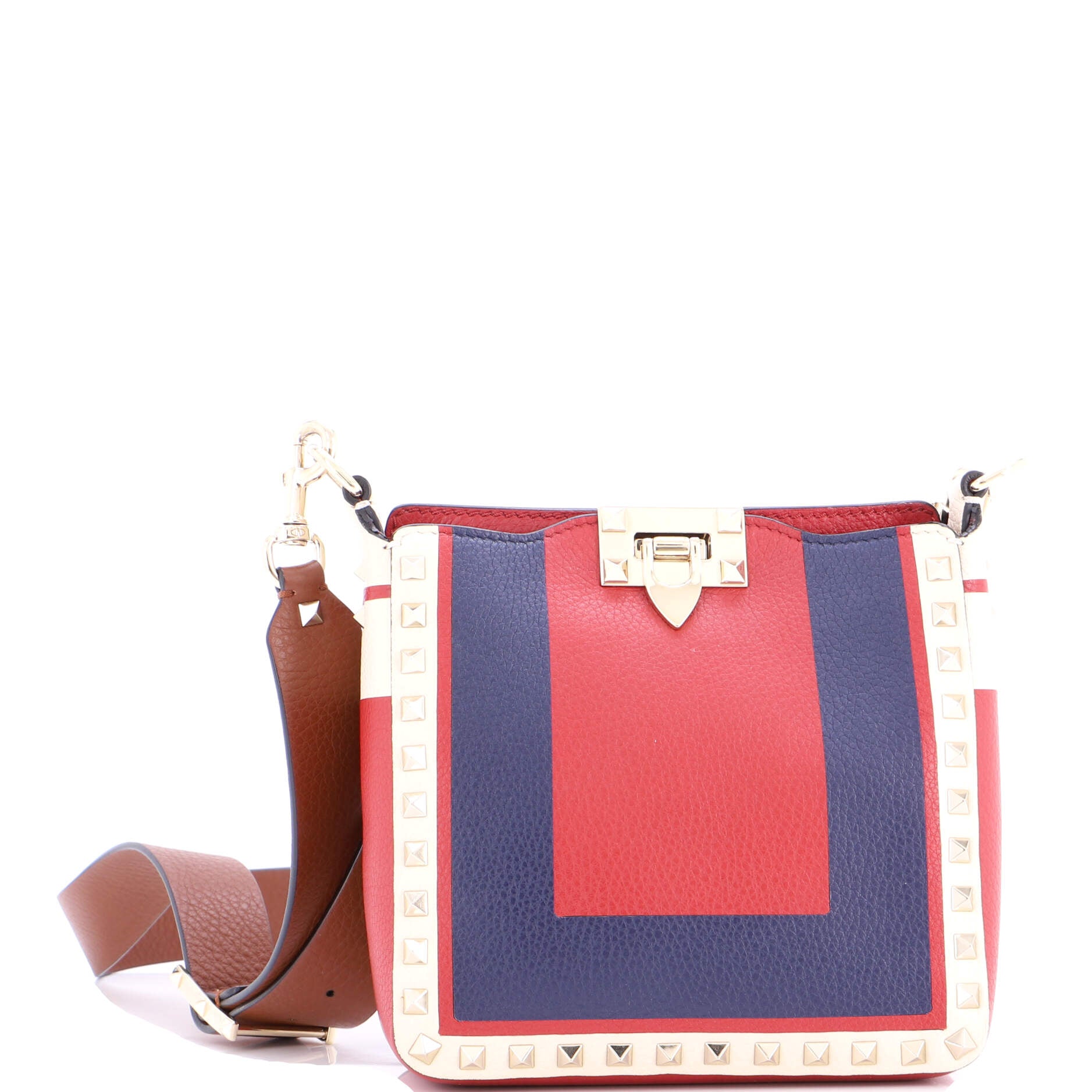Rockstud Flip Lock Messenger Bag Leather Mini