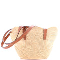 Triomphe Basket Shoulder Bag Braided Raffia and Leather Small
