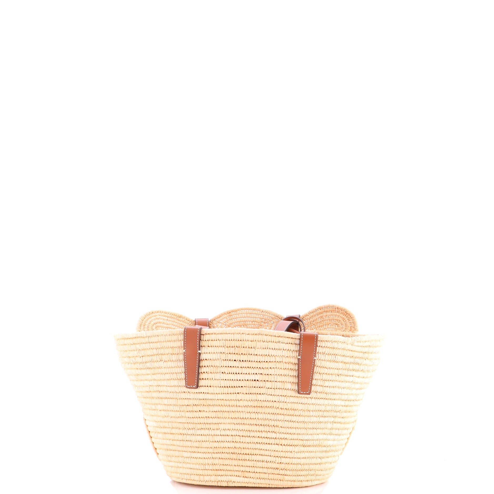Triomphe Basket Shoulder Bag Braided Raffia and Leather Small