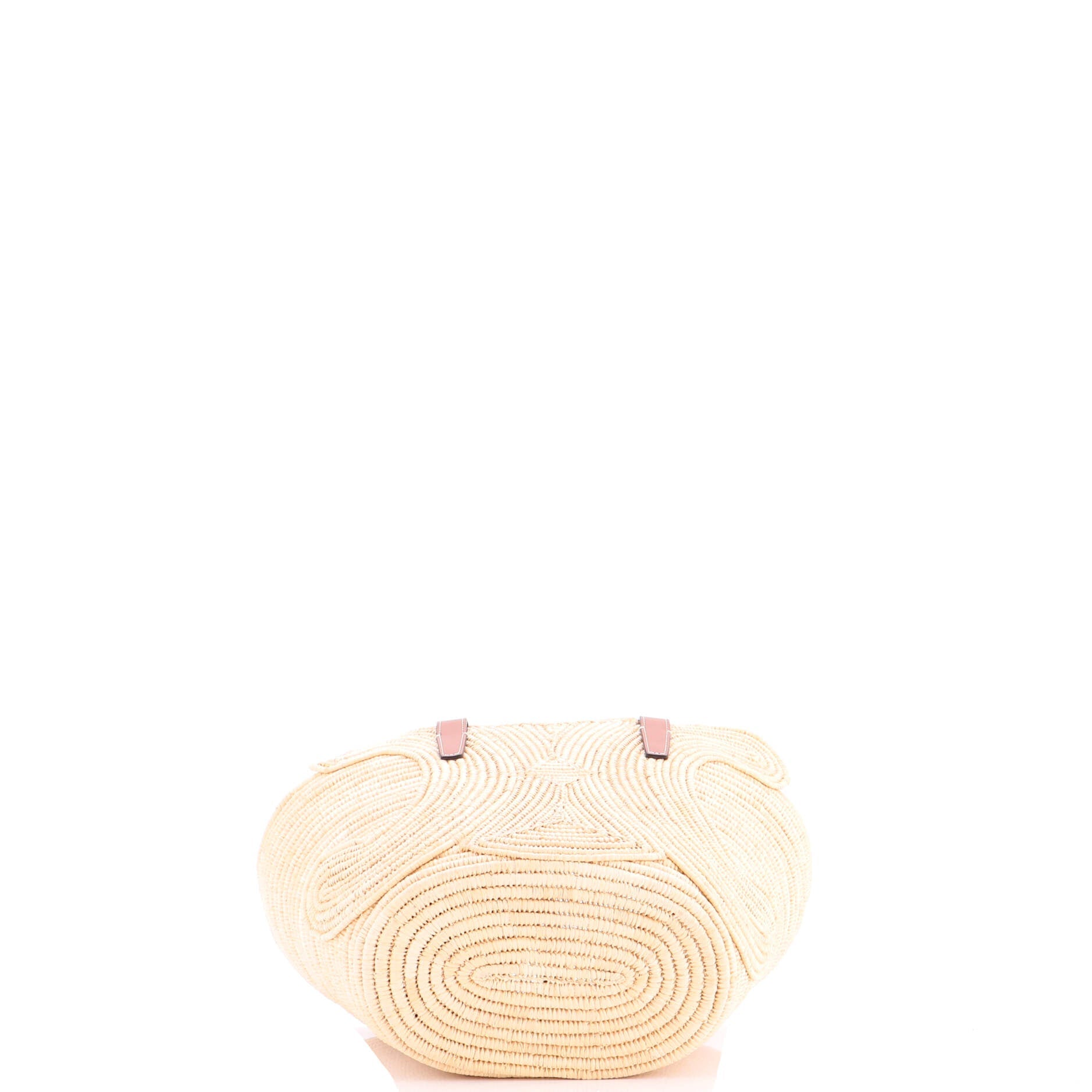 Triomphe Basket Shoulder Bag Braided Raffia and Leather Small
