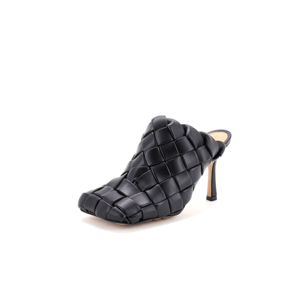 Women's Stretch Mule Heeled Sandas Intrecciato Leather