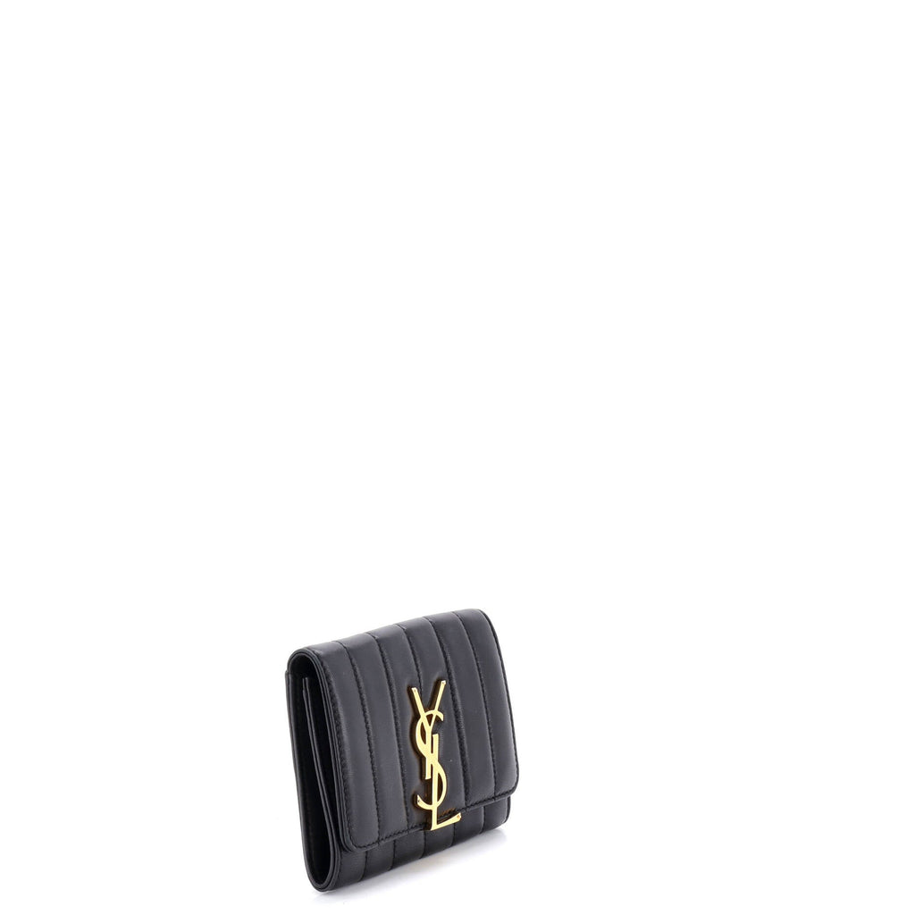 Vicky Flap Wallet Vertical Quilted Leather Compact