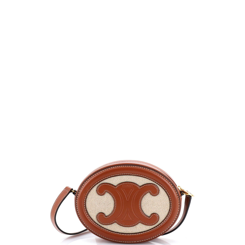 Triomphe Oval Crossbody Bag Canvas and Leather