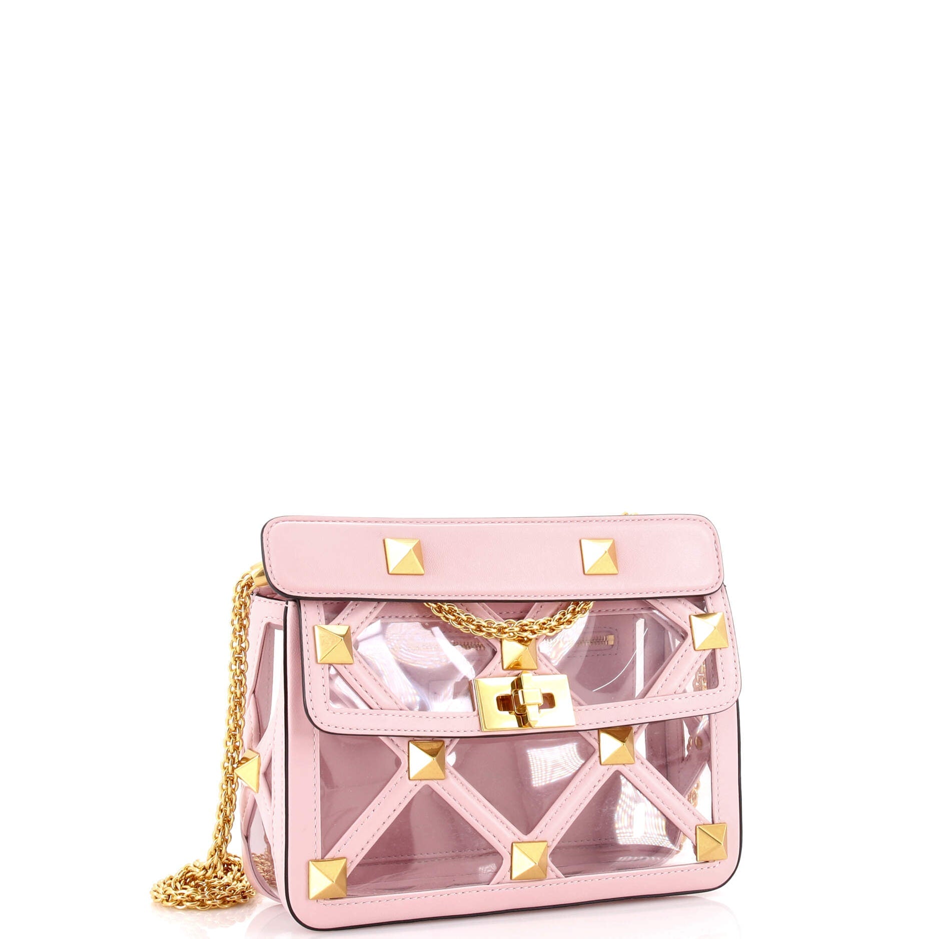 Roman Stud Flap Bag Quilted PVC with Leather Medium
