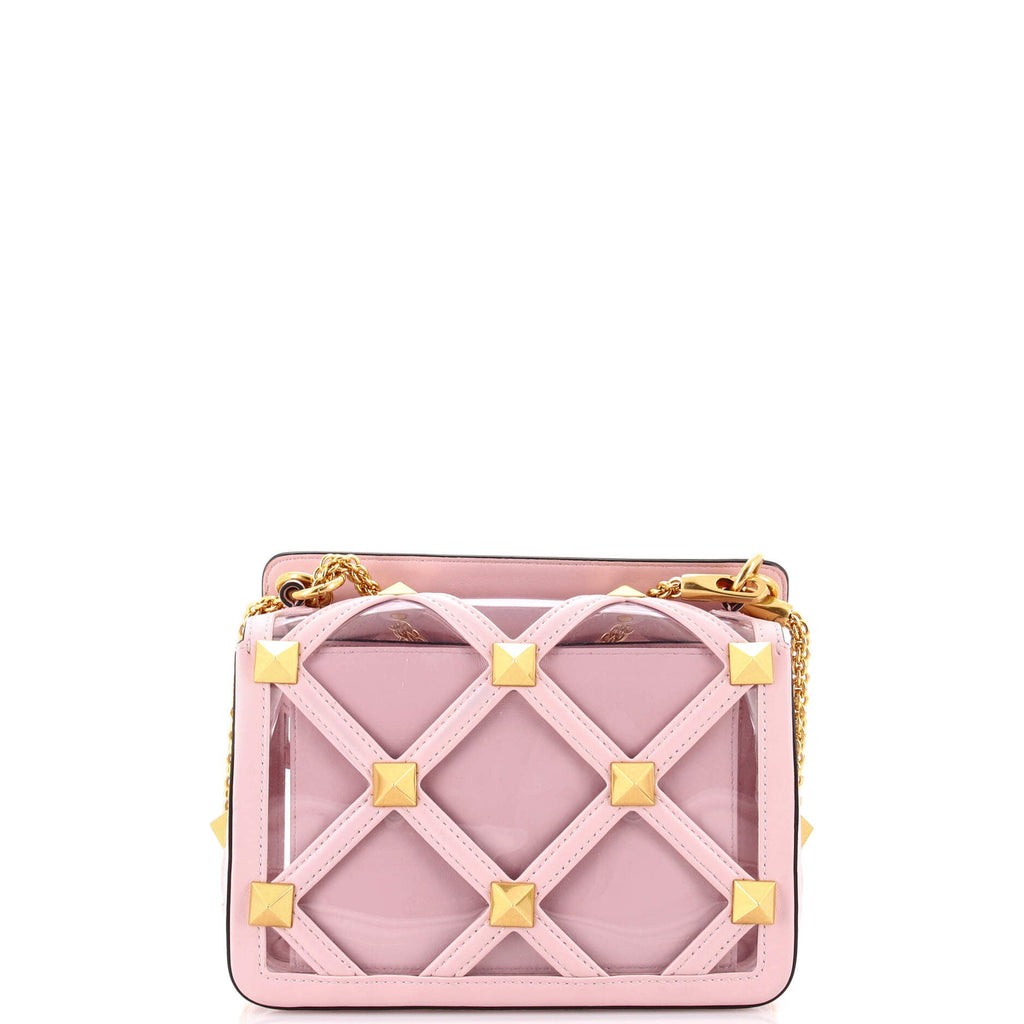 Roman Stud Flap Bag Quilted PVC with Leather Medium