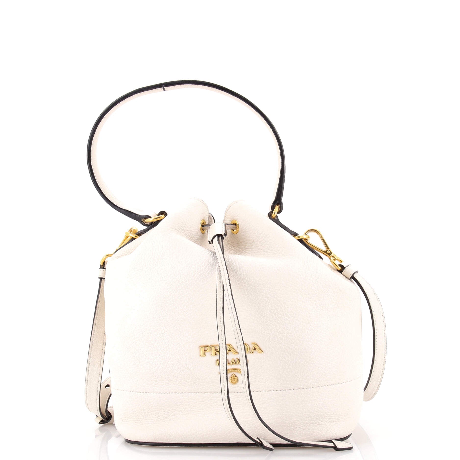Dual Strap Top Handle Bucket Bag Vitello Daino Small
