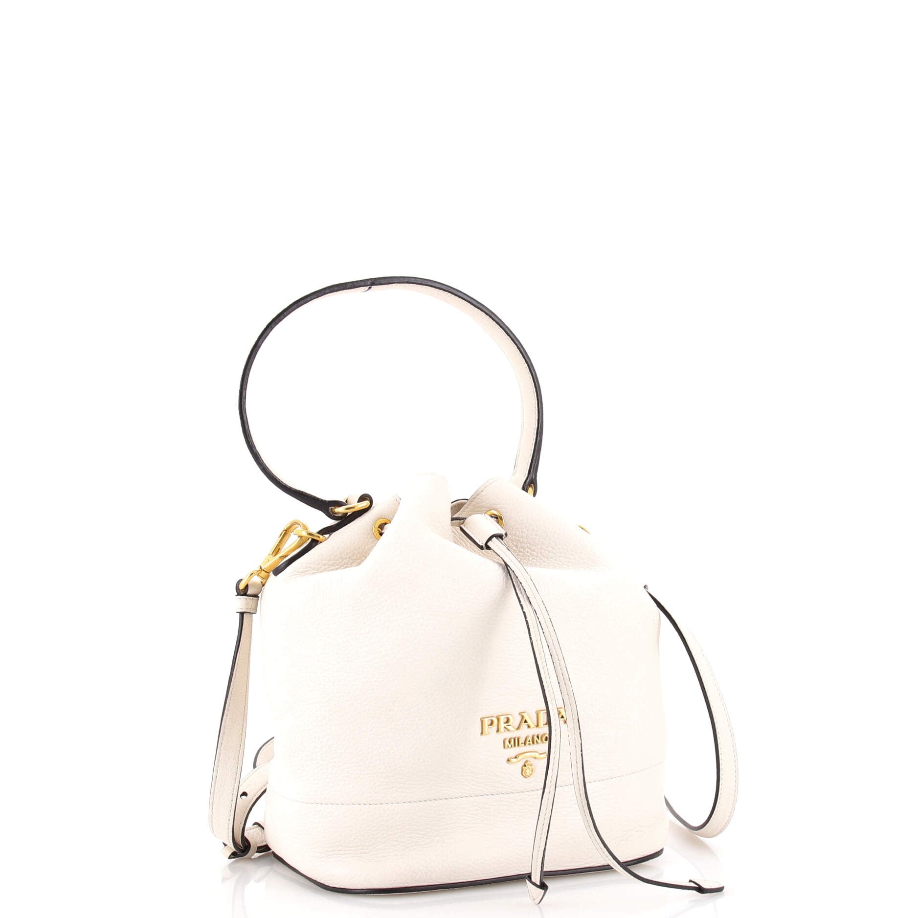 Dual Strap Top Handle Bucket Bag Vitello Daino Small