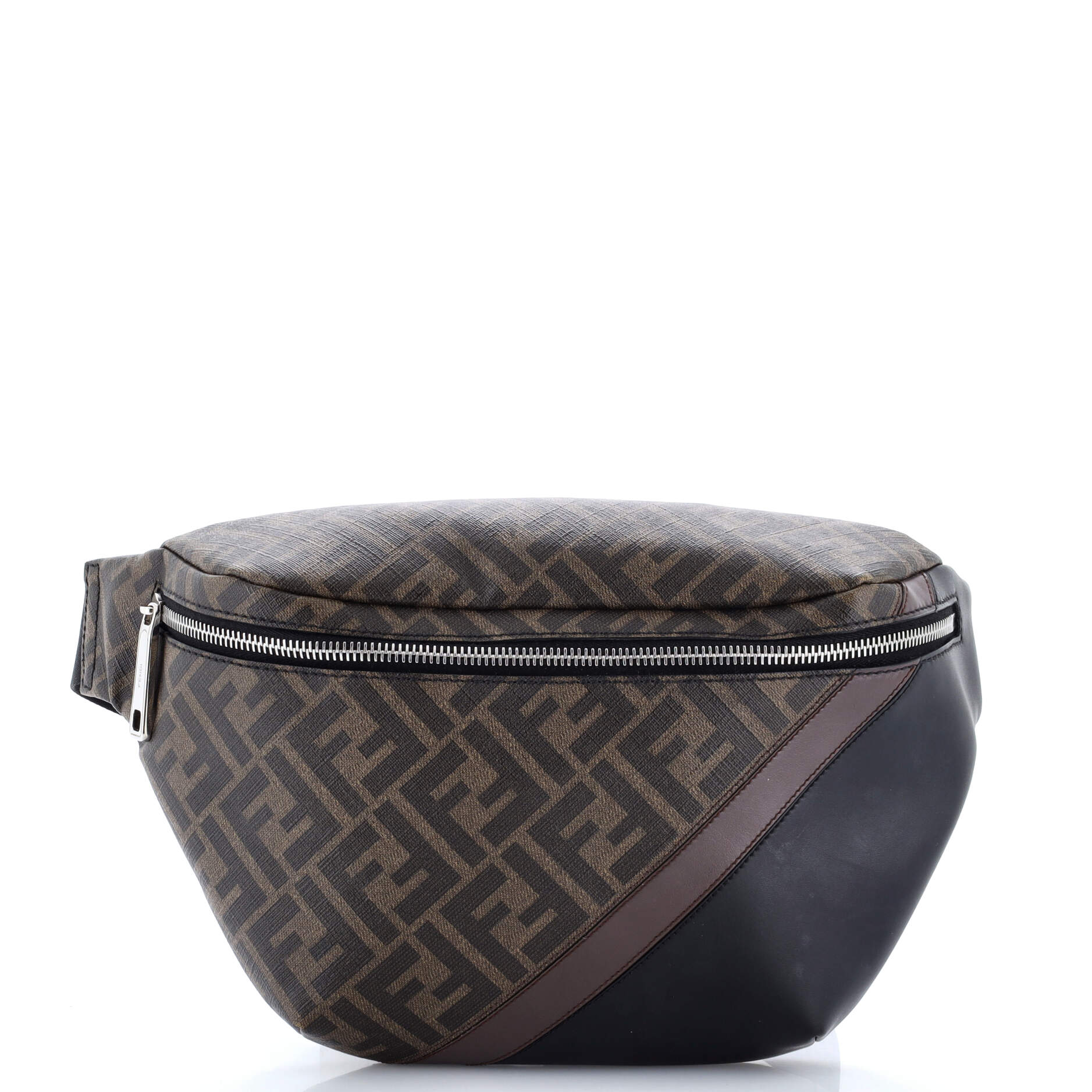 Zip Belt Bag Zucca Coated Canvas and Leather