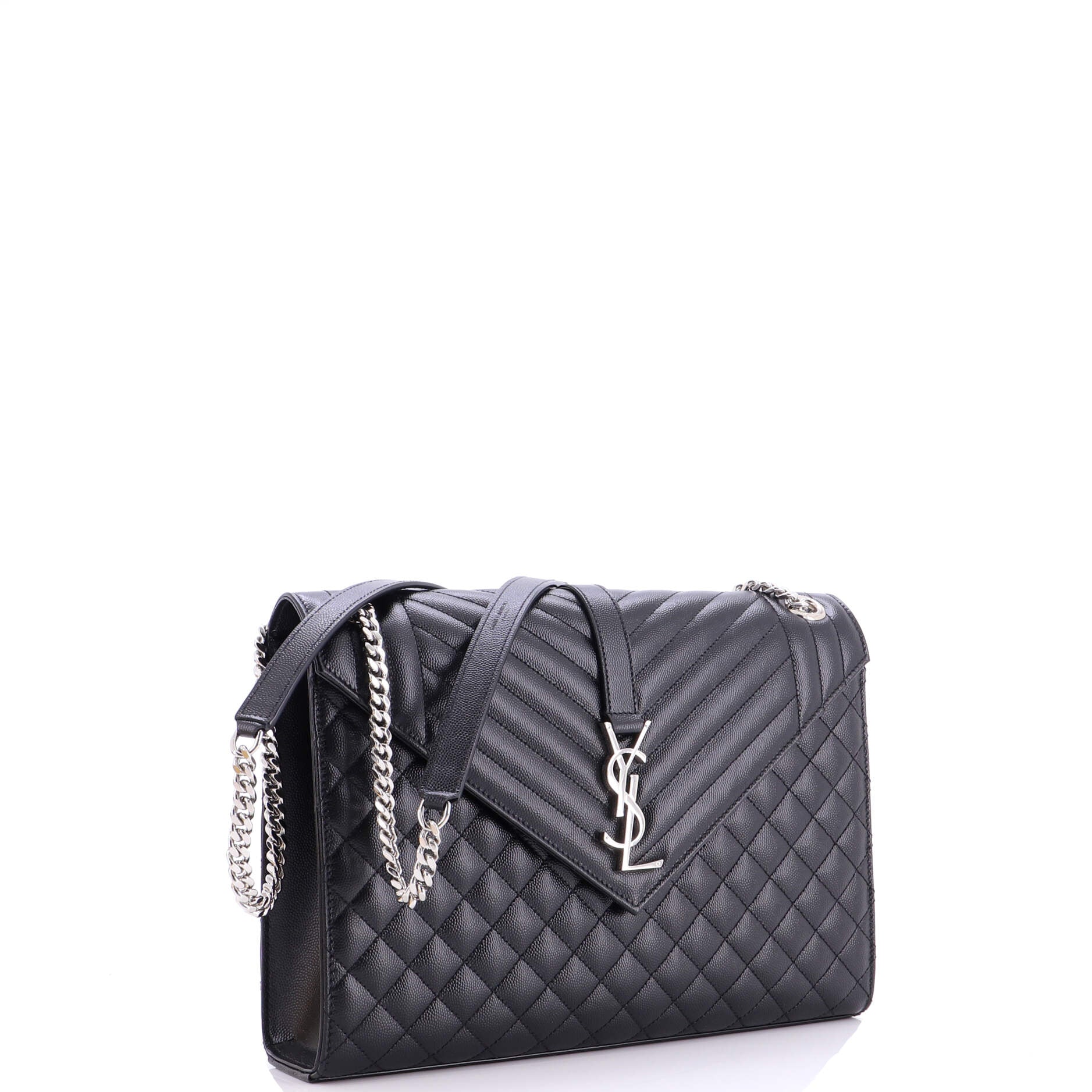 Classic Monogram Envelope Satchel Mixed Matelasse Leather Large