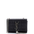 Classic Monogram Tassel Crossbody Bag Crocodile Embossed Leather Small