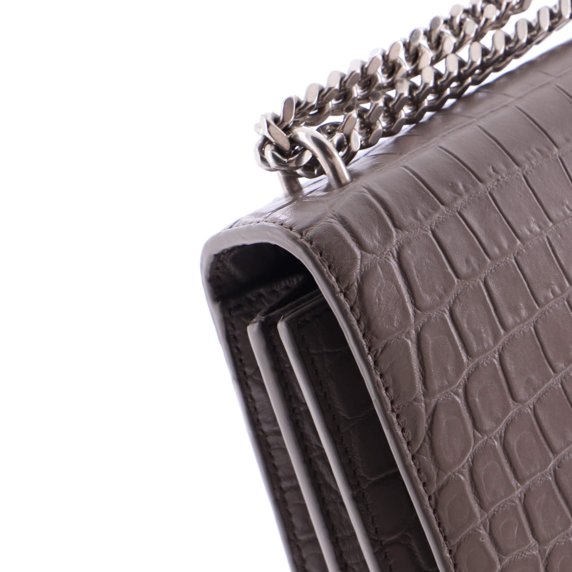 Sunset Crossbody Bag Crocodile Embossed Leather Medium
