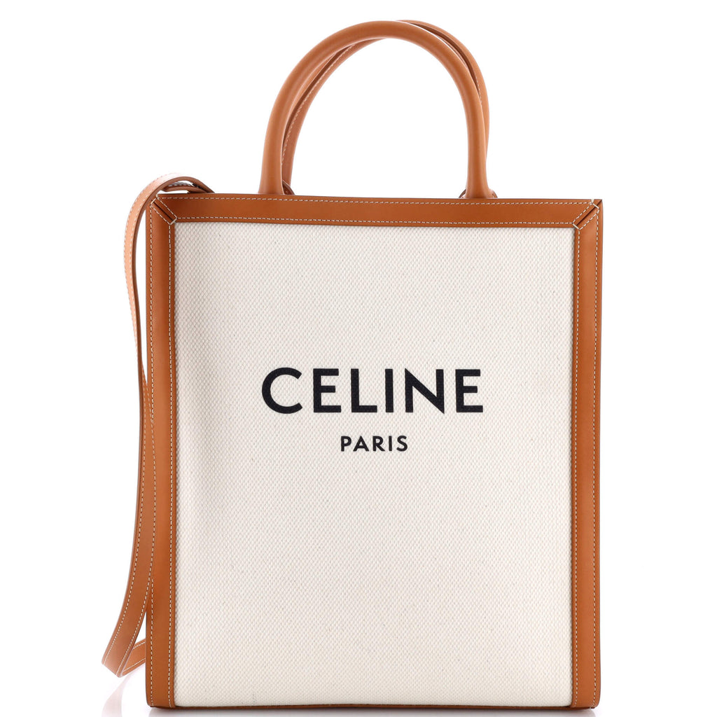 Vertical Cabas Tote Canvas with Leather Small