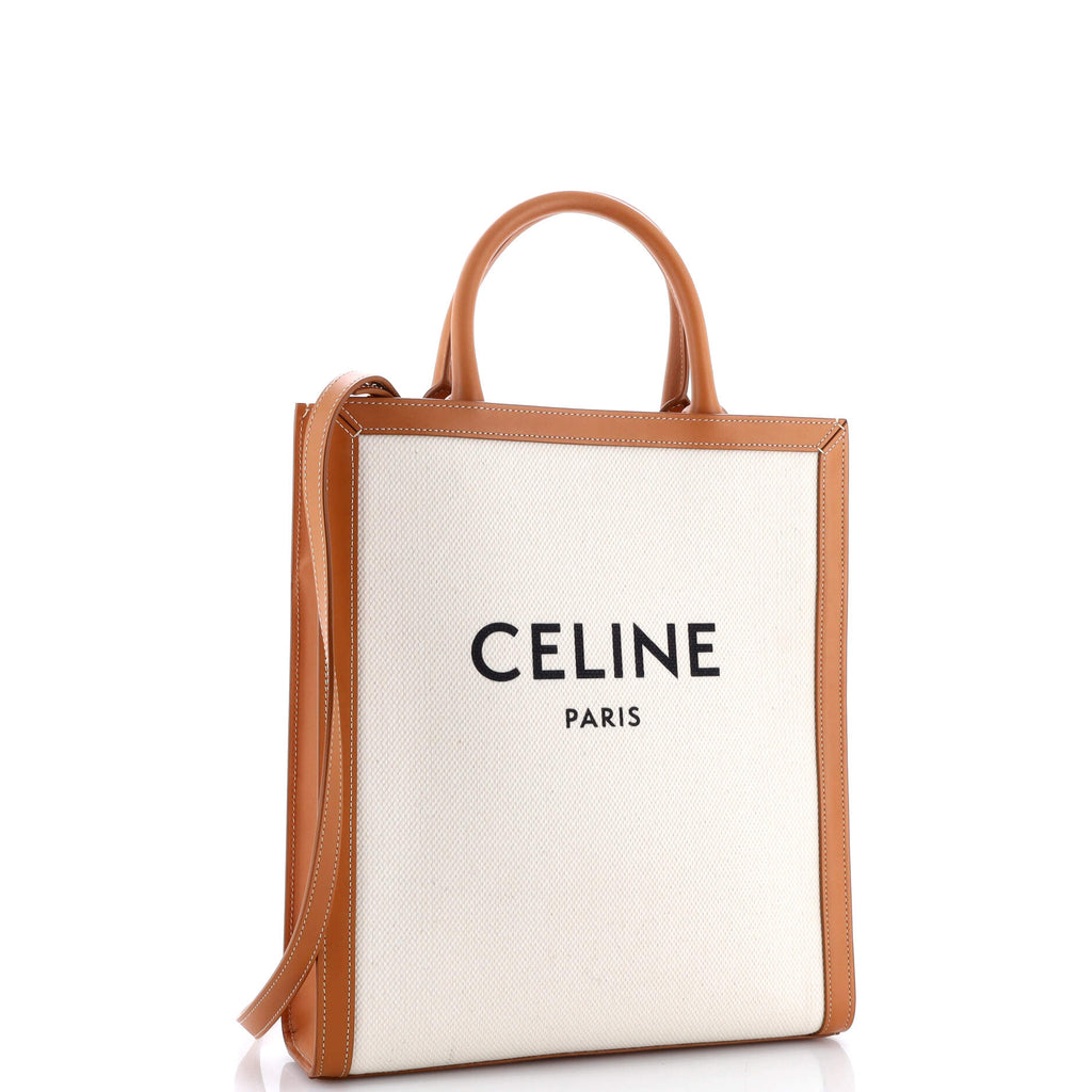 Vertical Cabas Tote Canvas with Leather Small