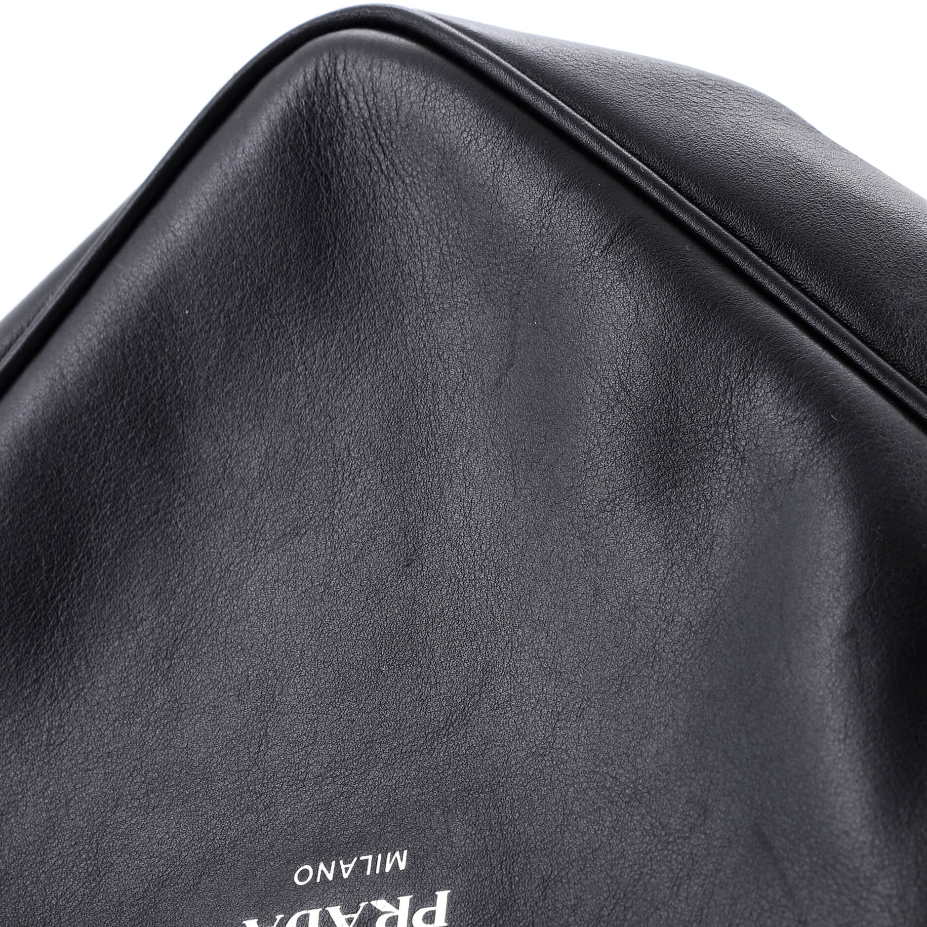 Double Triangle Logo Zip Shoulder Bag Saffiano Leather and Leather