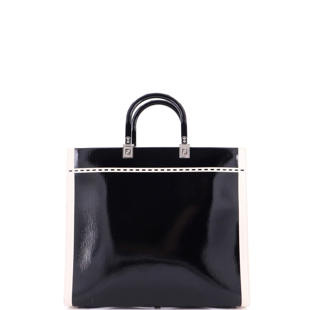 Sunshine Shopper Tote Patent with Canvas Medium