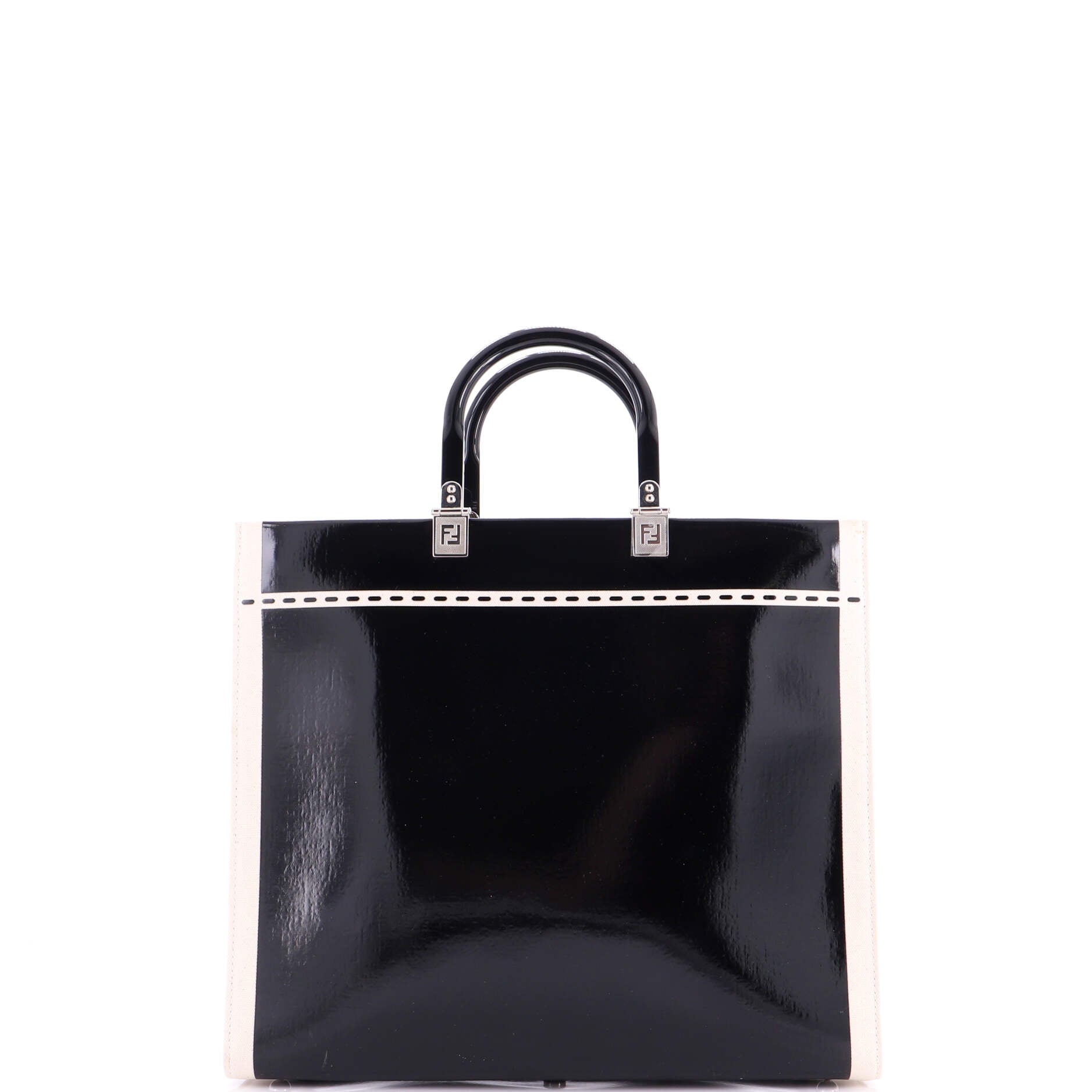 Sunshine Shopper Tote Patent with Canvas Medium