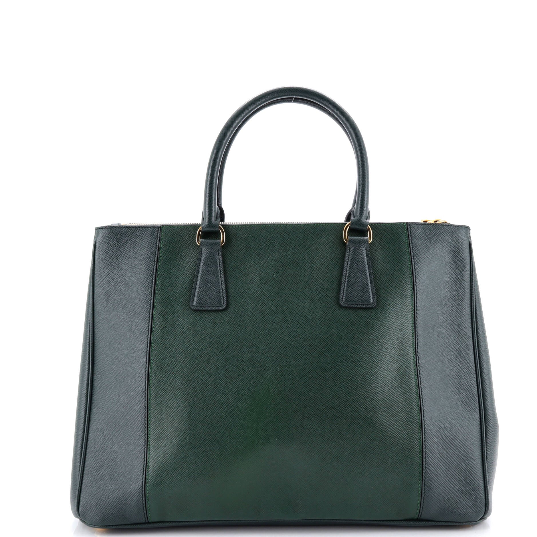 Bicolor Double Zip Lux Tote Saffiano Leather Medium