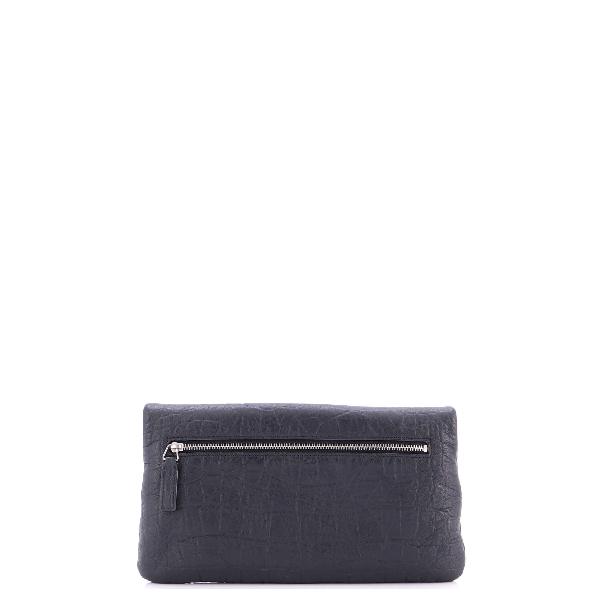 West Hollywood Fold Over Clutch Crocodile Embossed Leather