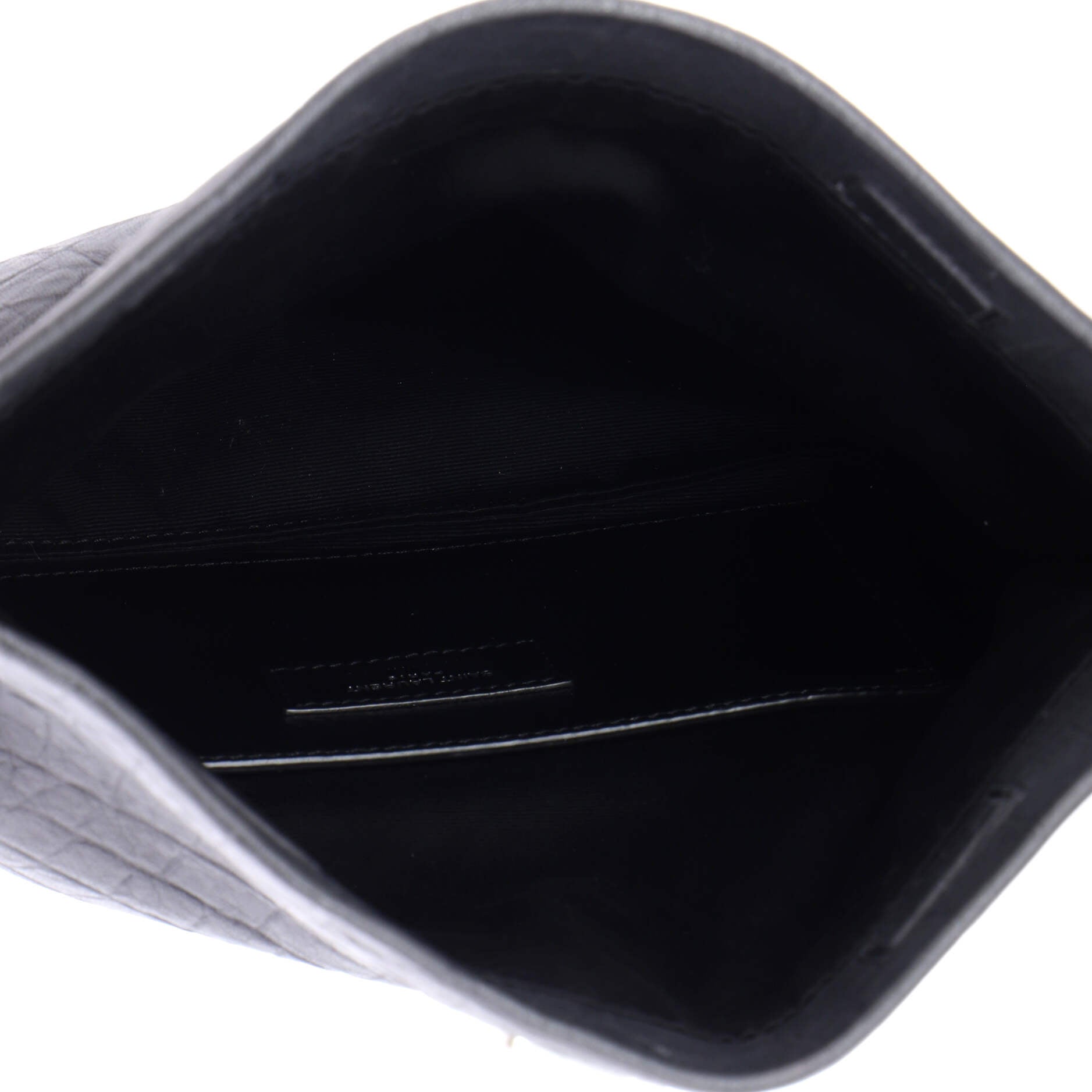 West Hollywood Fold Over Clutch Crocodile Embossed Leather