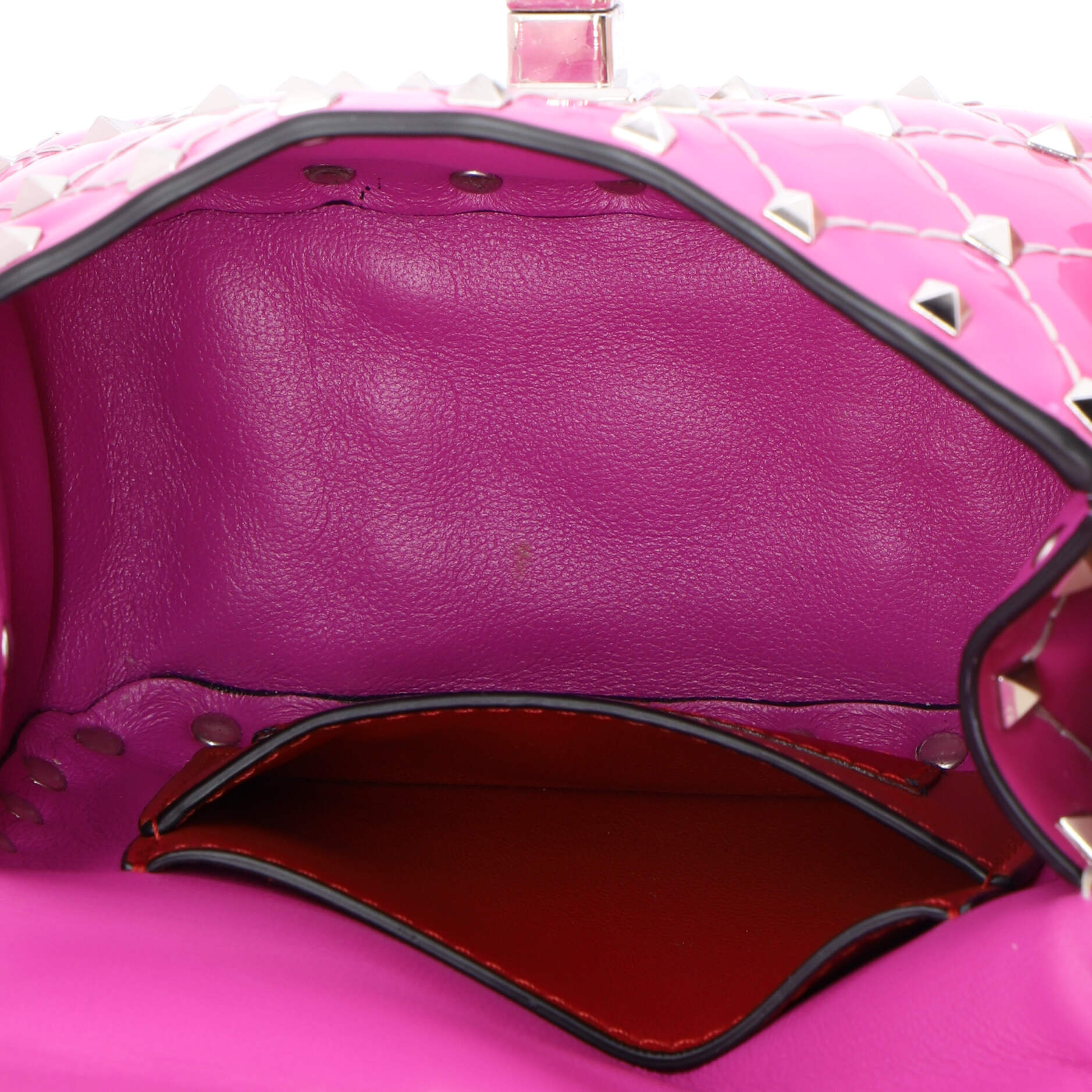 Rockstud Spike Flap Bag Quilted Patent Micro