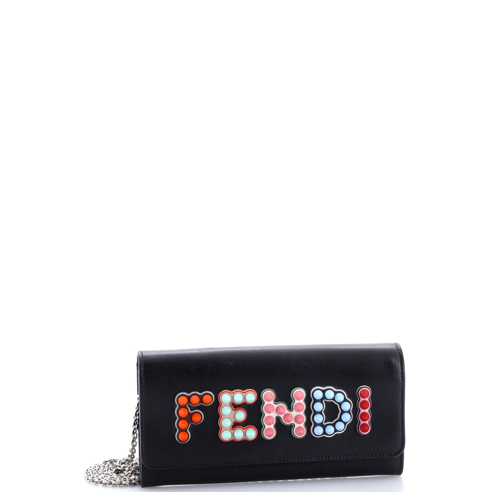 Logo Continental Wallet on Chain Studded Leather