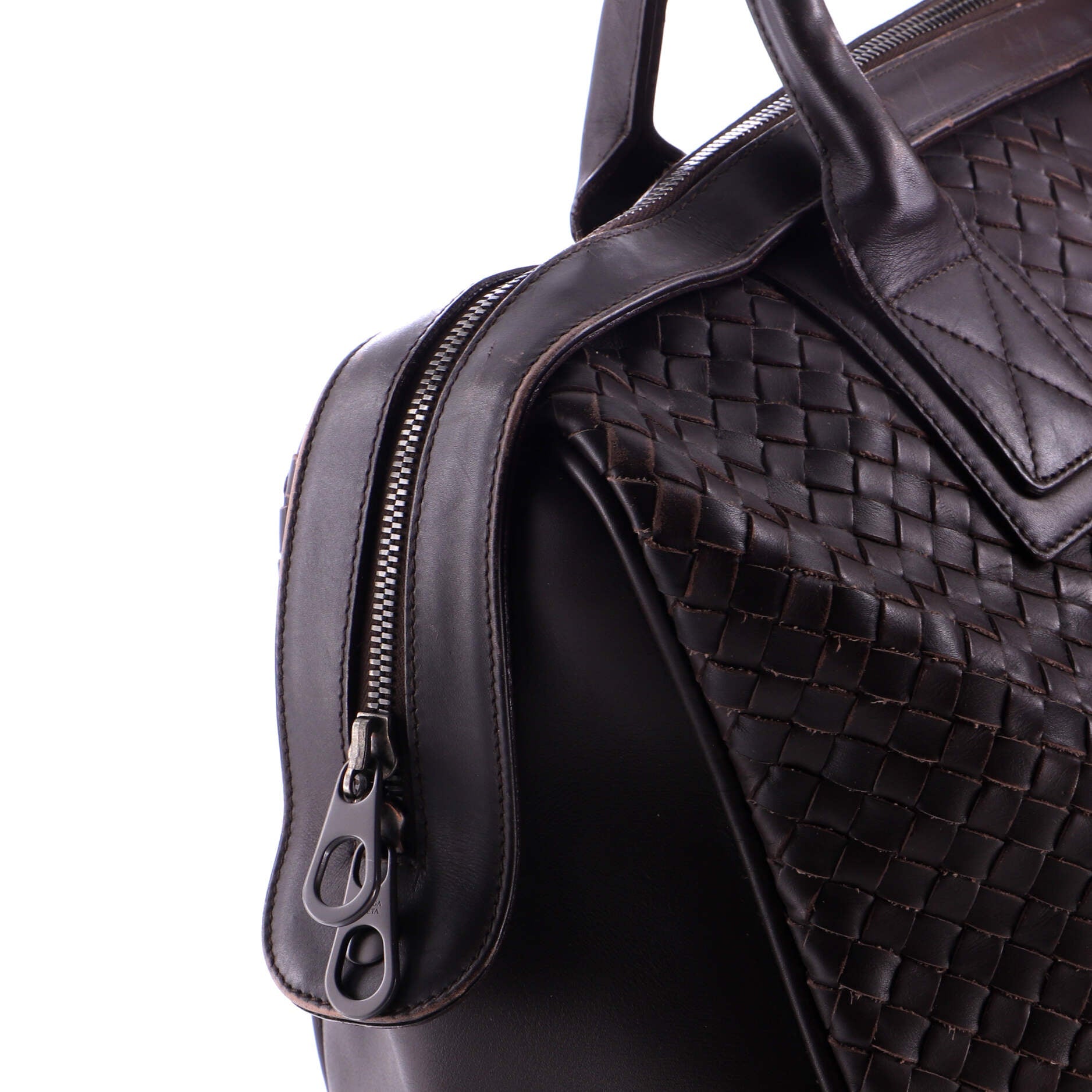 Convertible Zip Duffle Bag Intrecciato Leather Large