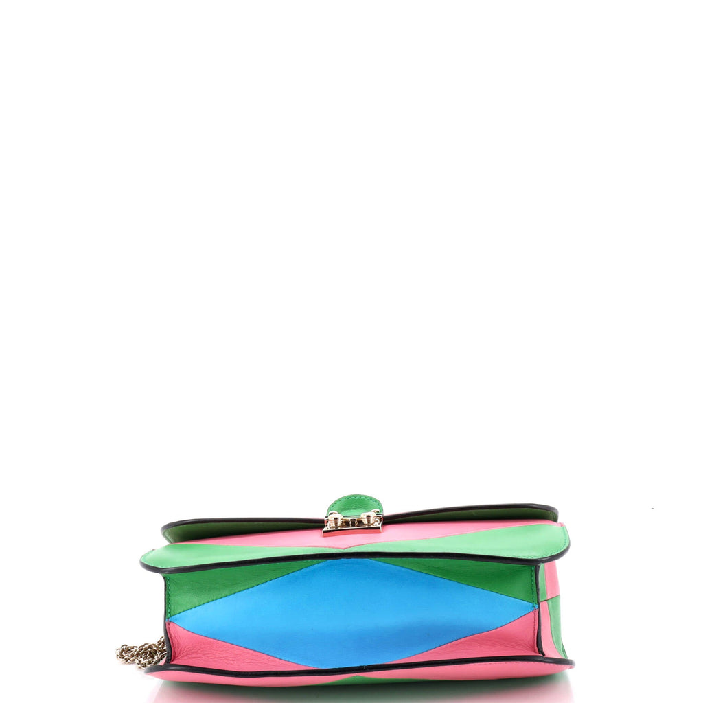 1973 Glam Lock Shoulder Bag Striped Leather Medium