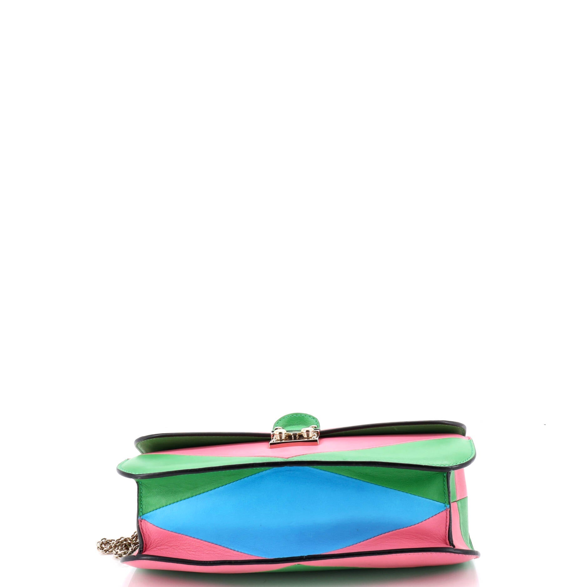 1973 Glam Lock Shoulder Bag Striped Leather Medium