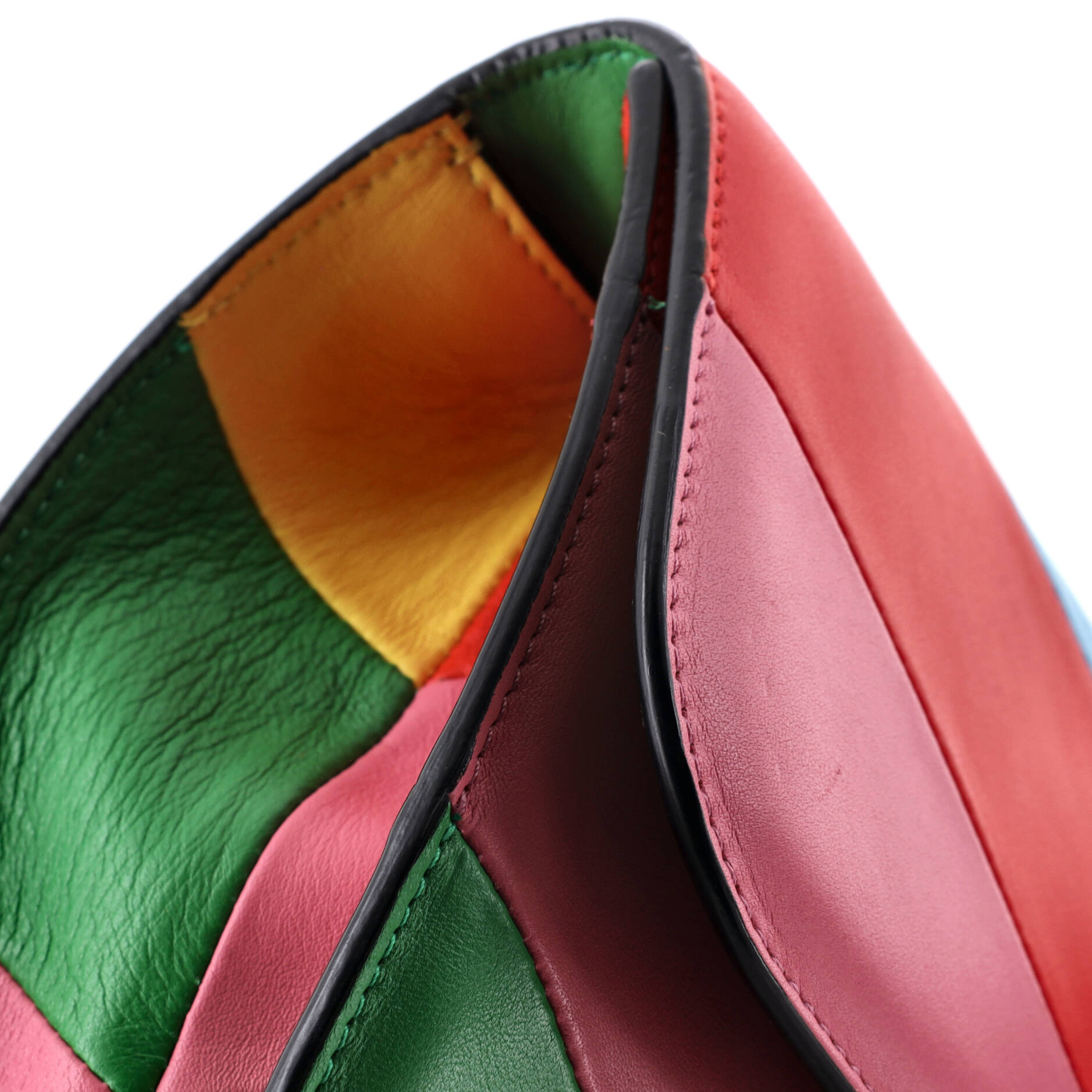 1973 Glam Lock Shoulder Bag Striped Leather Medium