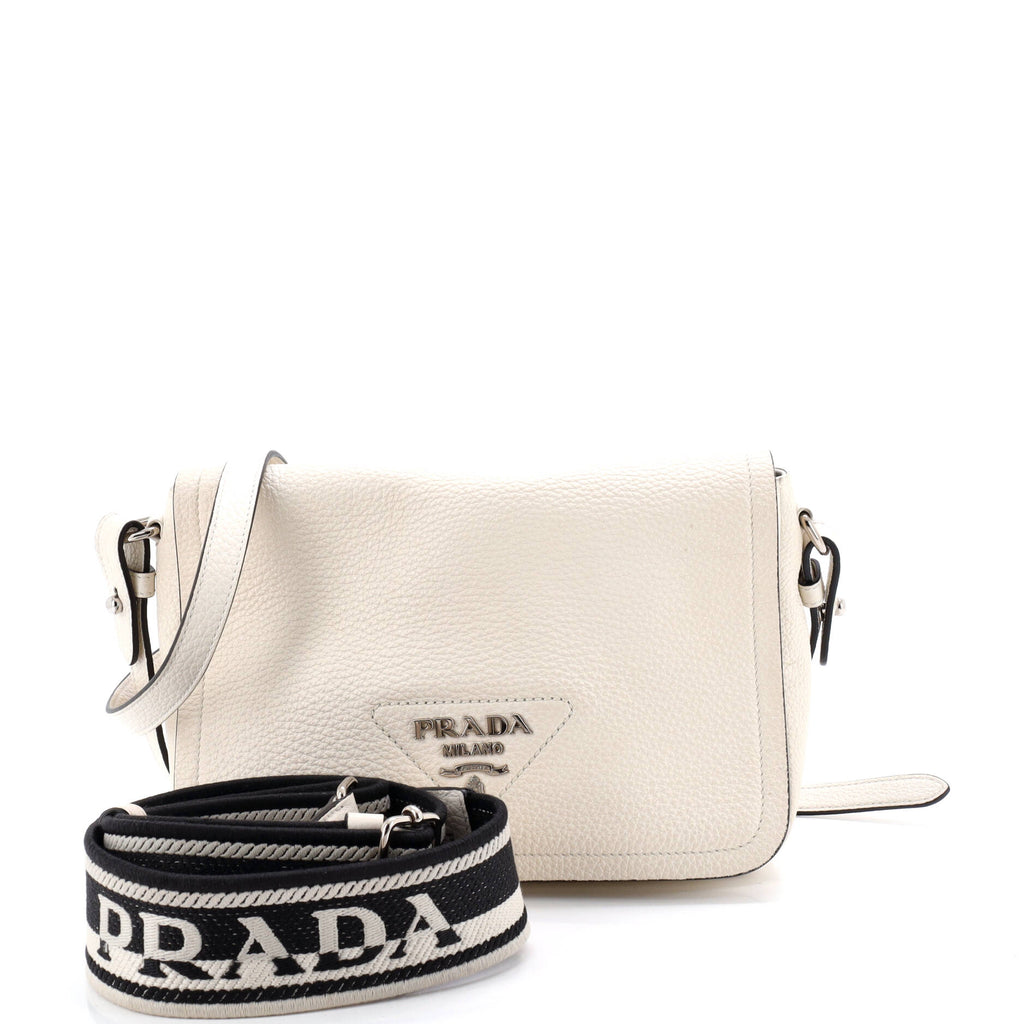 Dual Strap Flap Crossbody Bag Vitello Daino Small