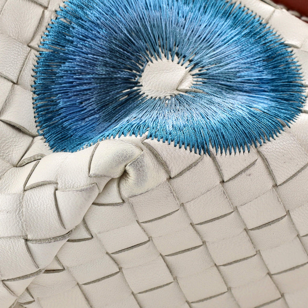 Chain Shoulder Bag Embroidered Intrecciato Leather Small