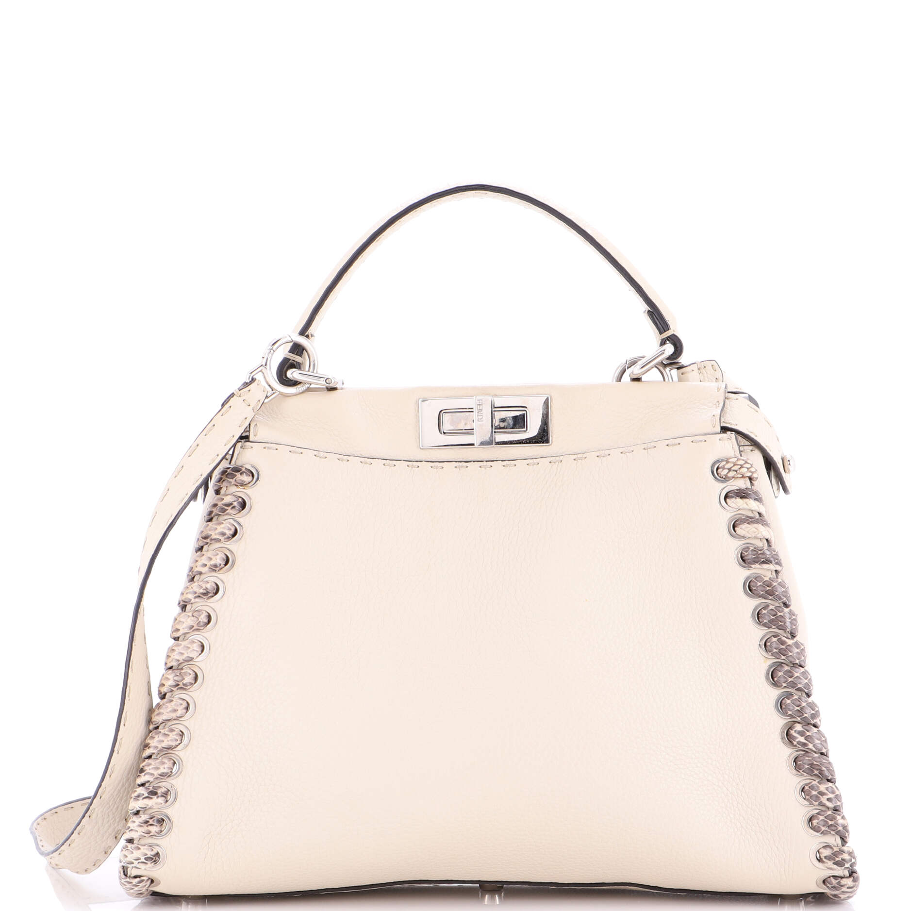 Peekaboo Bag Leather with Python Whipstitch Regular