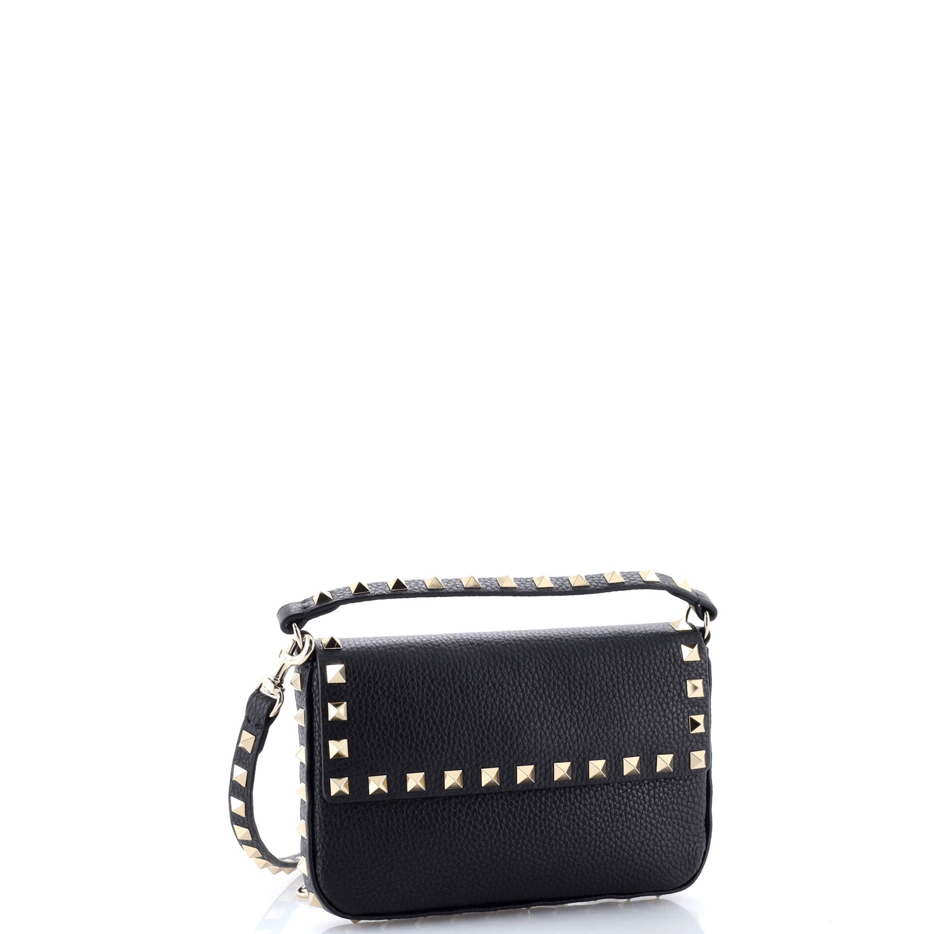 Rockstud Top Handle Crossbody Pouch Leather Mini