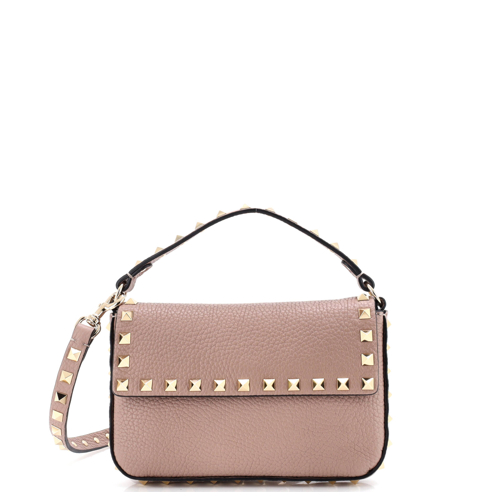 Rockstud Top Handle Crossbody Pouch Leather Mini