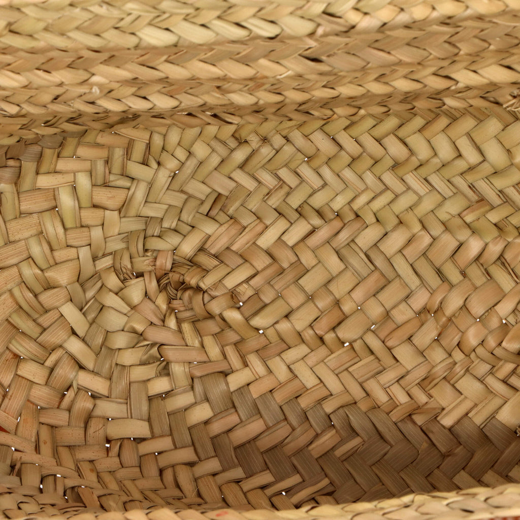 Triomphe Basket Shoulder Bag Raffia with Leather Medium
