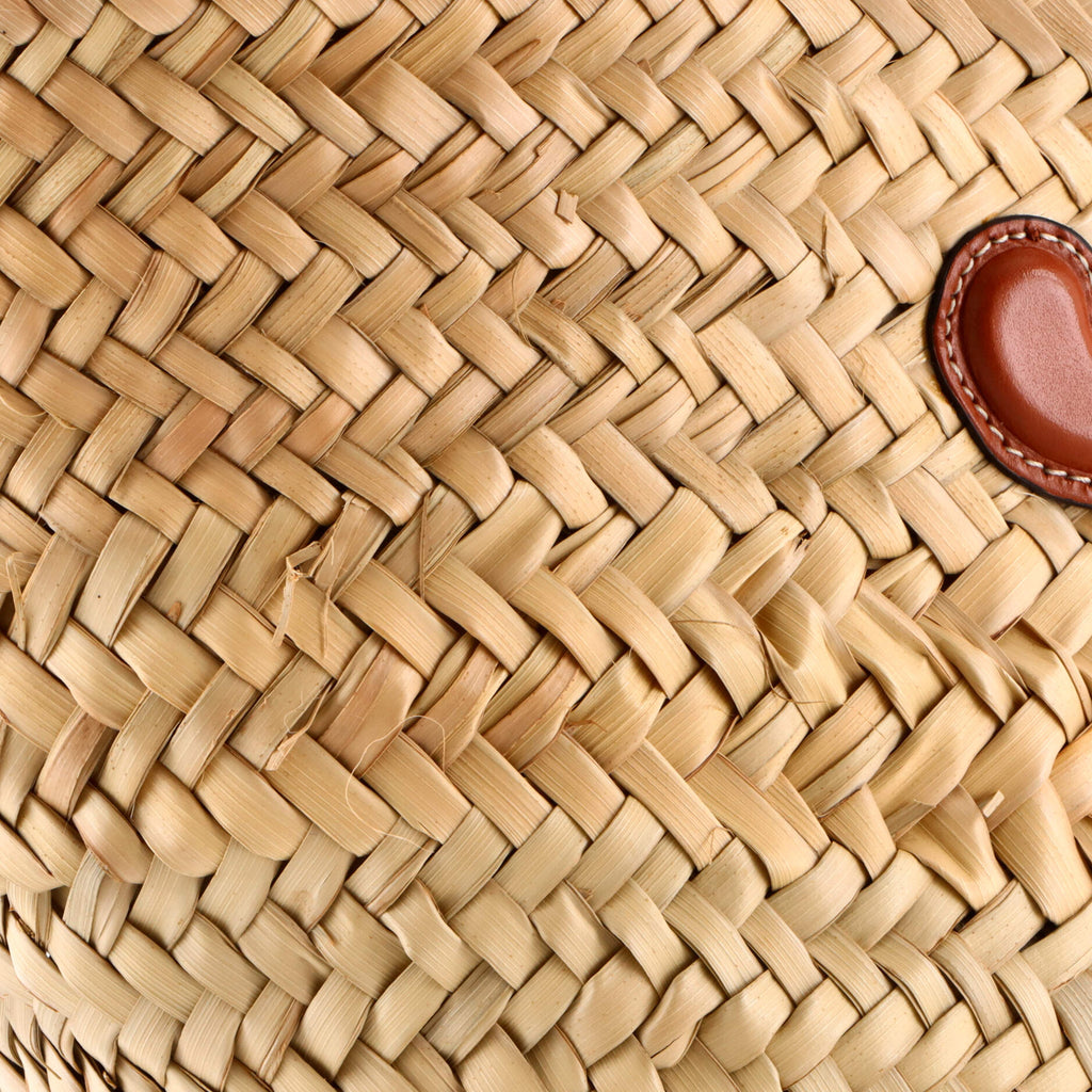 Triomphe Basket Shoulder Bag Raffia with Leather Medium