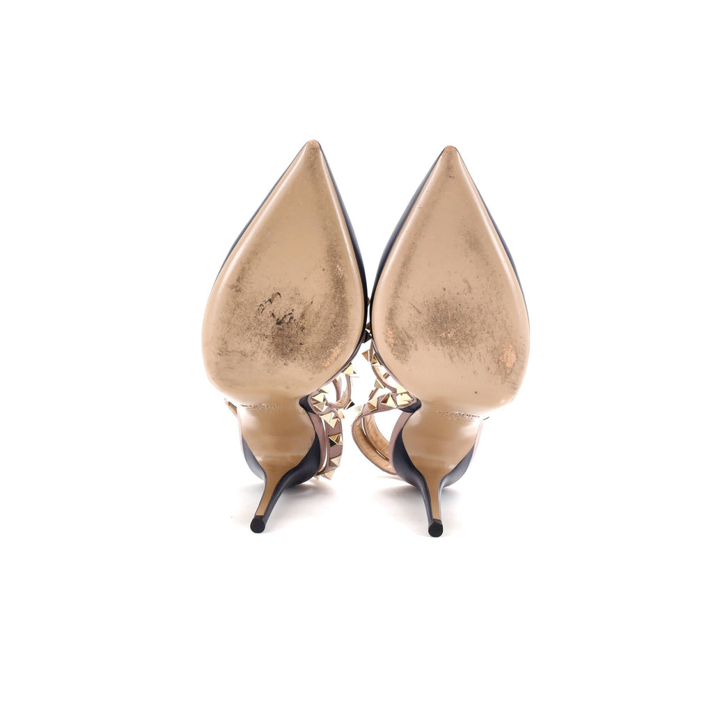 Women's Rockstud Heeled Mules Leather