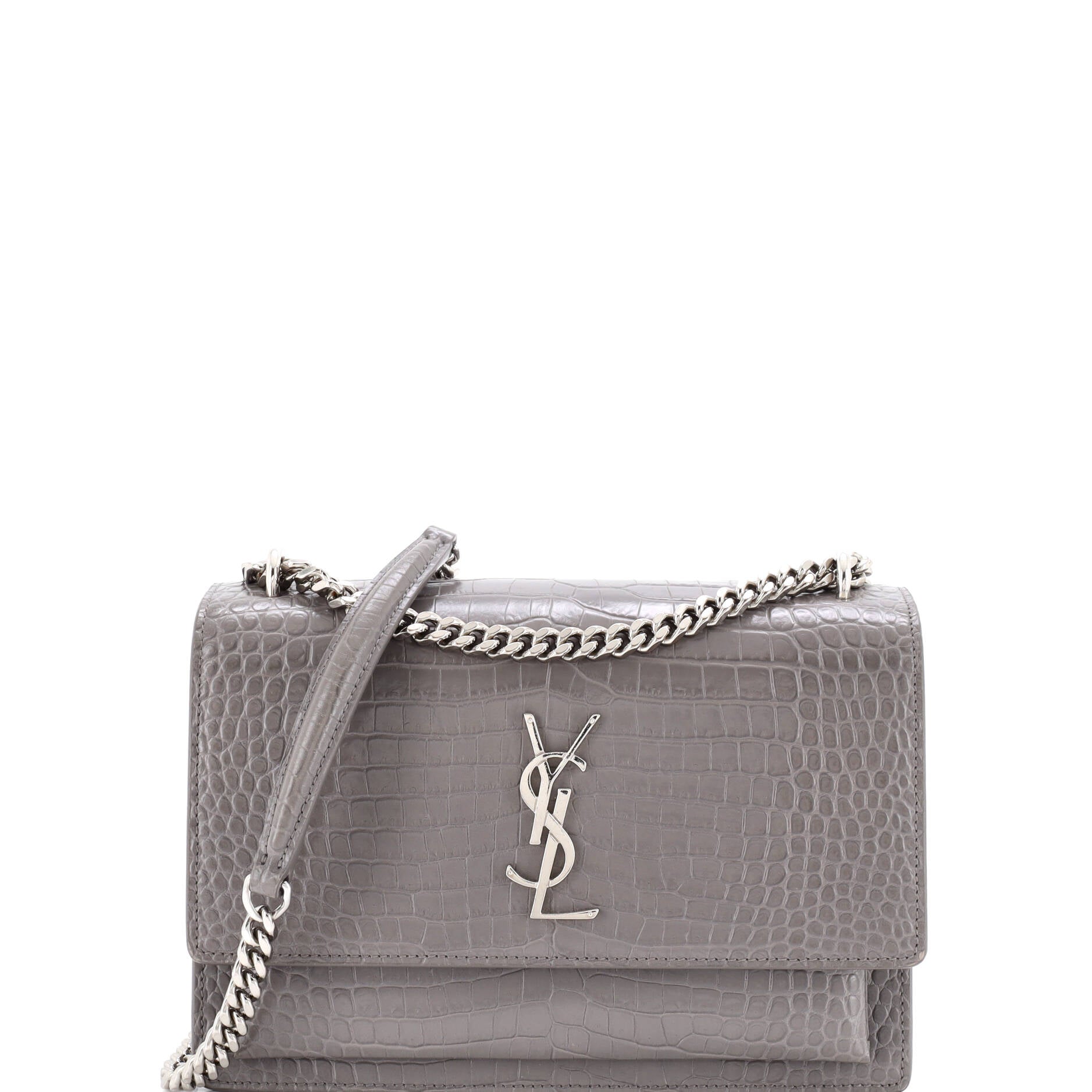 Sunset Crossbody Bag Crocodile Embossed Leather Medium