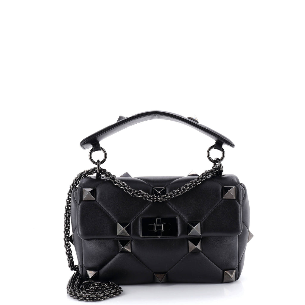 Roman Stud Flap Bag Quilted Leather Medium