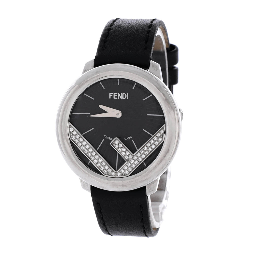 Run Away Round Quartz Watch Stainless Steel and Leather with Diamond Dial 36