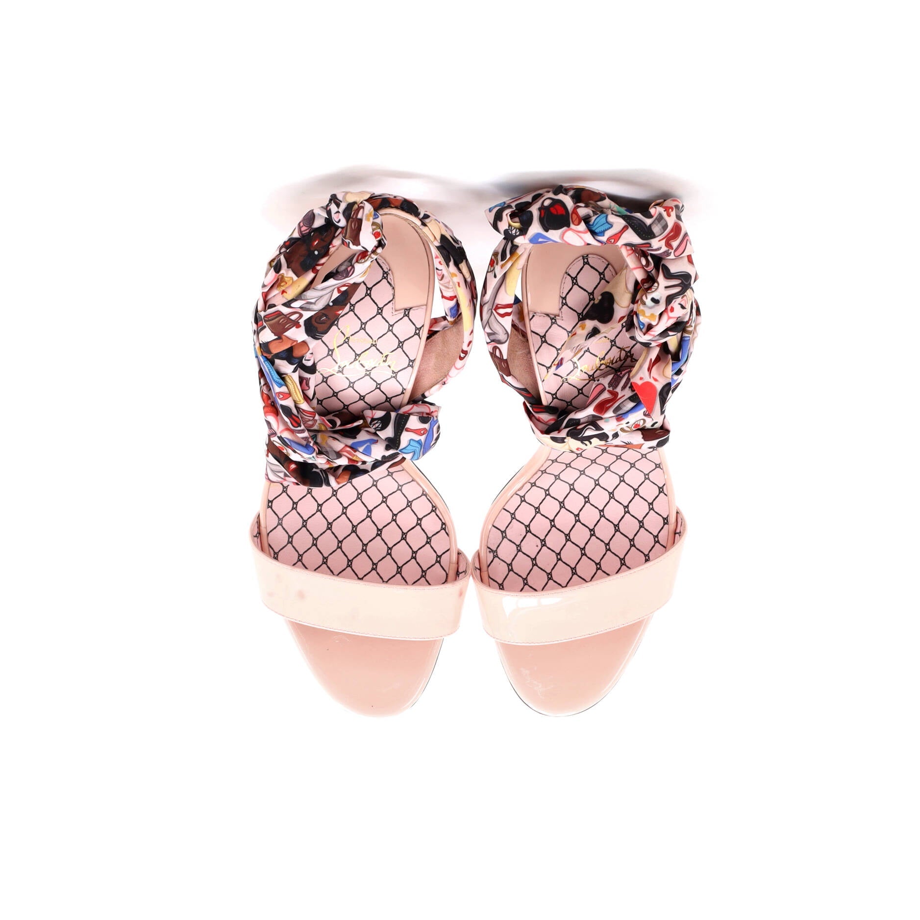 Women's Fetish du Desert Heeled Sandals Patent and Printed Fabric 100