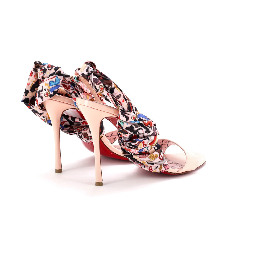 Women's Fetish du Desert Heeled Sandals Patent and Printed Fabric 100