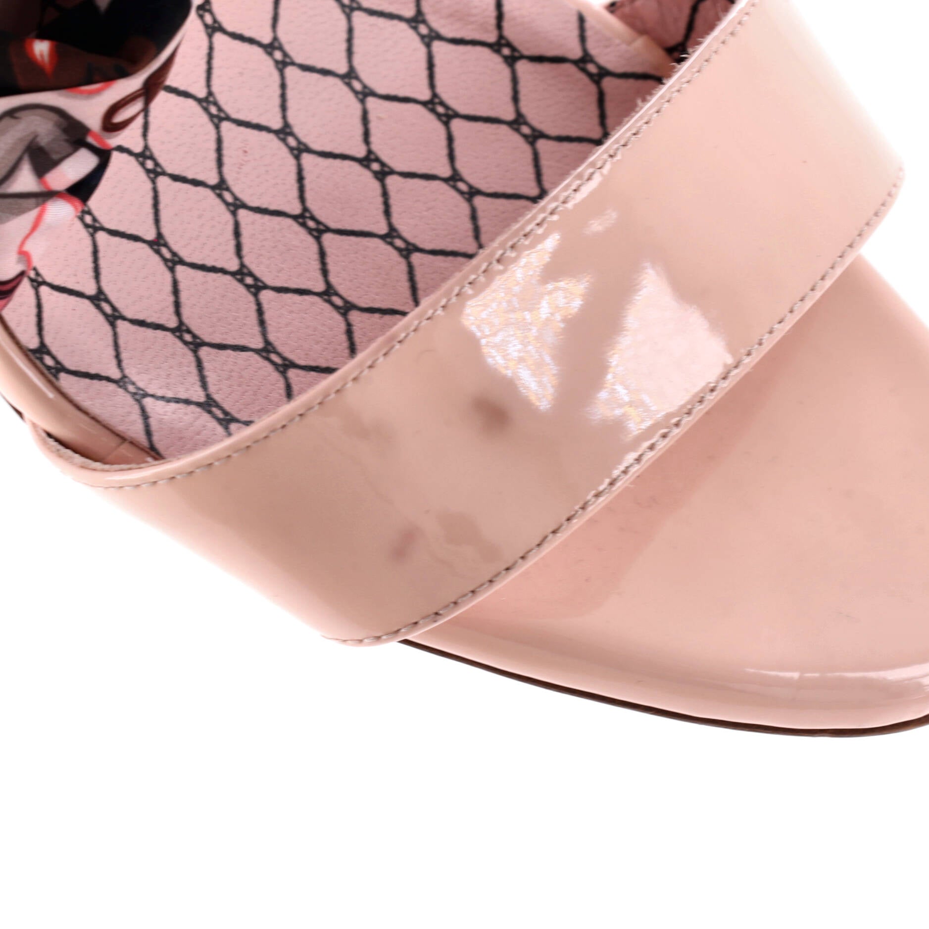 Women's Fetish du Desert Heeled Sandals Patent and Printed Fabric 100