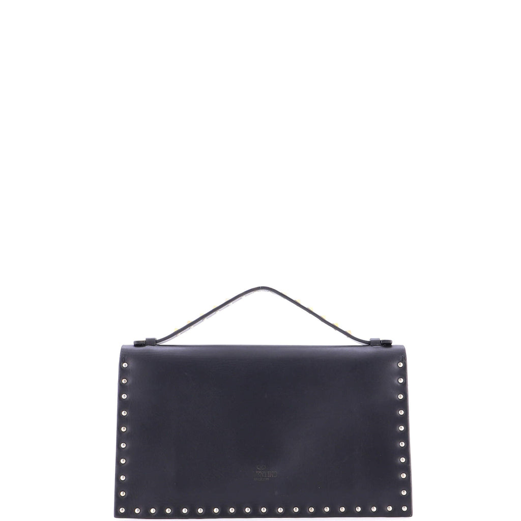 Rockstud Flip Lock Top Handle Bag Leather Small